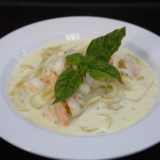 Fettuccine Alfredo with Shrimp.
