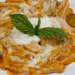 Baked Ziti with Chicken, Meatballs, or Sausage.