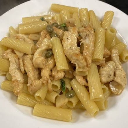 Rigatoni with Chicken Piccato.